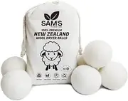 SAM'S PREMIUM Wool Dryer Balls, Reduces Wrinkles, Saves Drying Time by 30%, 100% Natural New Zealand Wool, Reusable, Energy Saver. XL 70MM Size Balls