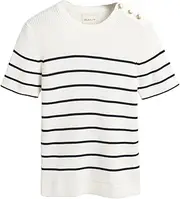[GANT] Women's Ribbed Breton C-Neck Pullover Sweater