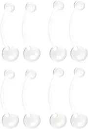 [Generic] 1.6 mm(14 g) Clear Piercing Retainer 8 pcs Flexible Plastic Belly Button Rings 10 mm 12 mm Invisible Helix Navel Studs Set Long Septum Retainers Bar Women Men Rook Barbell Jewellery with 5/8 mm Balls