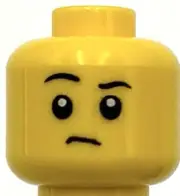 Lego New Yellow Minifigure Head Worried Look Frown Face