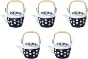 Set of 5, Polka Dot No. 10 Earthenware Pot, 6.7 x 5.5 inches (17 x 14 cm), 1900cc | Arita Ware Pottery Setomonohonpo