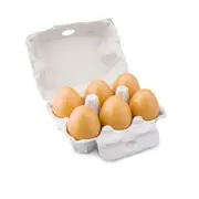 New Classic Toys Wooden Toy Eggs 6 Piece Pretend Play Set with Cardboard Carton and Child Safe Lacquer for Play Kitchens