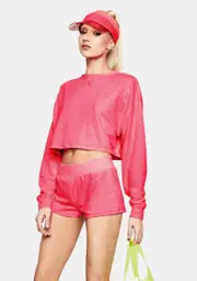 [Club Exx] Fuchsia Feel The Rush Cropped Long Sleeve