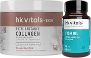 HealthKart Hk Vitals Skin Radiance Marine Collagen Supplement (Orange,200 G) & Fish Oil Omega 3 Capsule 1000 Mg (30 Fish Oil Capsules) (180 Mg Epa & 120 Mg Dha)|Combo Pack,2 Count