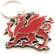 [NWFlags] Red Enamel Welsh Dragon pewter metal keyring