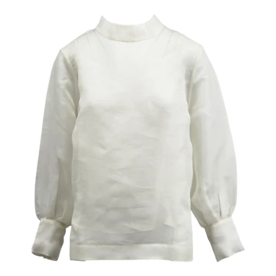 M&S JAEGER Pure Silk Organza Funnel Neck Blouse RRP 125.00