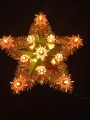Vintage 11 light Christmas Tree Star Topper Lighted Top (GOLD)