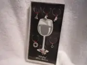 Set 6 Top Shelf Wine Glass Charms Beverage Markers Christmas Holiday Tree Santa