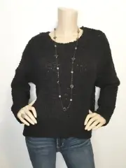 Sanctuary Social Standard Black XL Cara Crew Neck Pullover Sweater Nubby New
