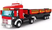 Semi Truck Red Heavy Transport Vehicle Building Blocks Toy Bricks Set