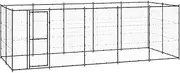 Outdoor Dog Kennel Steel - Durable 12.1 m² Secure Play Area, Black Powder-Coated Metal, with Hinged Door & Lockable Latch, Mesh Sides for Ventilation, 550 x 220 x 180 cm - Ideal for Exercise