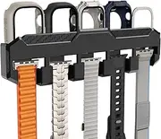 FULLIFE Compatible with 15 Slots Apple Watch Band Organizer Holder Storage and 5 Slots Apple Watch Case Organizer - Bracelet Holder Stand Watch Box for Men Women, Black
