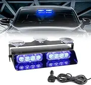 I LITTON Blue Flash Beacon Light Car Windshield Strobe Light Emergency Light with Suction Cups, 7.2 Inch Traffic Advisor 12V Flashing Beacon Strobe Light for Trucks Snowplow Tractor Van Windshield