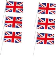 CIYODO Royal Uk Gb Great Britain Flags 6pcs Hand Waving Flags England Flag for Events Polyester Material
