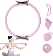 Pilates Ring Set - Pilates Ring Ball Resistance Bands | 5X Home Gym Accessories, Workout Equipment Stretching Yoga Bands, Women Exercise Equipment
