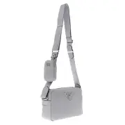 Prada Crossbody Camera Bag Light Blue Leather 1BH182 New