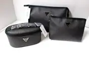 Set of 3 Guess Junction Travel 2 Cosmetic Bags and a Train Case Color COAL NWT