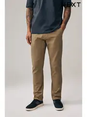 Tan Light Slim Fit Stretch Chinos Trousers (U09508) | $44