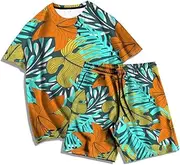 [DSAoTeng] Men's Plant Weed 3D Printed T-Shirt + Shorts Set Summer Tracksuit Set Casual Short Sleeved Tops Set Quick Dry Two Piece Set
