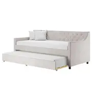 Ovidia Velvet Single Sofa Daybed with Trundle