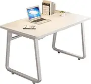 Computer Conference Table, Rectangular Home Office Desk with Metal Frame, Modern Gaming Desk Training Meeting Table Business Tables Student Writing Workstation for Office(/White,80x50cm)