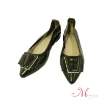 在飛比找momo購物網優惠-【MIRA】菱格紋梯形鑽飾尖頭低跟鞋-黑-W18403N01