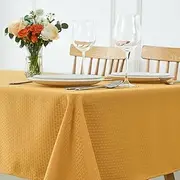 maxmill Square Tablecloth Water Resistance Antiwrinkle Spill Proof Weaved Texture Table Cloth, Decorative Fabric Table Cover for Banquet Parties Event Holiday Dinner, 70 x 70 Inch, Ochre Yellow