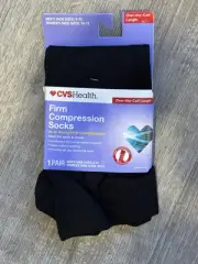 Firm Compression Socks Men's 8-12 Women's 10-12 Black 1 Pair