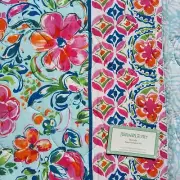Cynthia Rowley 3pc Full/Queen Quilt Hot Pink Orange Blue Floral Flowers Garden