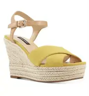 Size 9.5- Nine West Dane Platform Espadrille Wedge Sandals Citron/New Natural