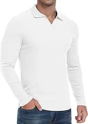 [Askdeer] Men's Polo Shirts Muscle V Neck T-Shirts Long Sleeve/Short Sleeve Slim Fit Polo Shirts for Men