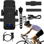 Bicycles Front Safety Lamp - Waterproof LED Bike Torch, Front Cycle Light | Rechargeable Bike Lamp, 4-in-1 Horn Front Rear Bicycles Lights, Phone Holder for Men Women Cycling