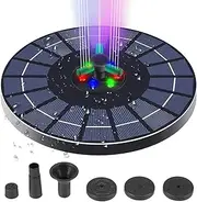 Floating Solar Fountain Pump Solar Bird Bath Fountain Pump Colorful Light Landscape Fish Pool Fountain Rotating Nozzle Large Capacity Battery Solar Fountain with 6 LED Lights