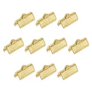 100Pcs Ribbon Crimp Clamp Ends 13mm Cord End Clasp for DIY Craft Gold Tone