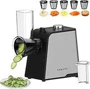 1000W Electric Grater, Salad Slicer with 5 Extra Sharp Inserts, Vegetable and Fruit Chopper for Coarse, Fine, Sliced, Minced, Easy to Clean (SK-06018)