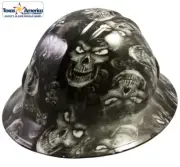 Hades Skull White Hydro Dipped Full Brim Hard Hat