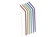 Joie Rainbow 6 Piece Stainless Steel Straw Set with Cleaning Brush