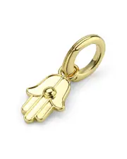 Aqua Pave Hamsa Hand Charm in Gold Tone - Exclusive