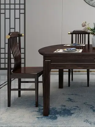 餐桌 新中式實木餐桌椅組合紫金絲檀木原木折疊多功能方變圓桌餐廳