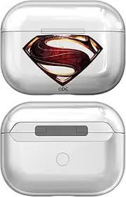 [Head Case Designs] Officially Licensed Justice League Movie Superman Logos Clear Hard Crystal Cover Compatible with Apple AirPods Pro 2 Charging Case
