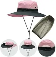 2pcs Mosquito HAT NET Head Protector Bee Bug Mesh Insect Fishing Wide Brim Cap