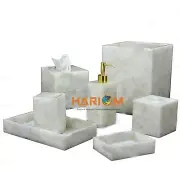 White Quartz Gem Stone Bathroom Set Decorate Item Luxury Bathroom Sets Bathroom