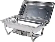 Chafing Dish Buffet Set, Rectangular Stainless Steel Food Warmer Chafer Complete Set with Folding Frame and Fuel Holder Multifunctional Catering Server for Weddings Parties (Single Grid)