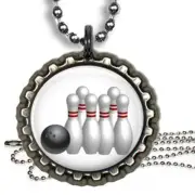 Bowling Pins & Ball Bottle Cap Necklace & Chain Handmade Kids Jewelry