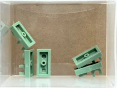 LEGO Parts - Sand Green Plate 1 x 2 with Open O Clip on Top - No 44861 - QTY 5