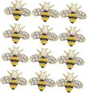 Milisten 12pcs Bee Nail Charms Rhinestone Alloy Nail Art Decorations for Bee Shaped Accessories