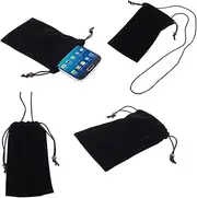 DFV mobile - Case Cover with Chain and Loop Closure Soft Cloth Flannel Carry Bag for Doogee S96 Pro (2020) - Black