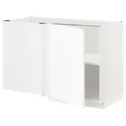 METOD corner base cabinet with shelf, white Enköping/white wood effect, 128x68x80 cm