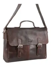 [PIERRE CARDIN] Rustic Leather Computer Bag in Chocolate