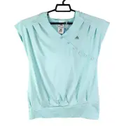 Womens Light Blue Adidas Clima365 Hooded Vest Shirt V-Neck Sleeveless Size 2XLT